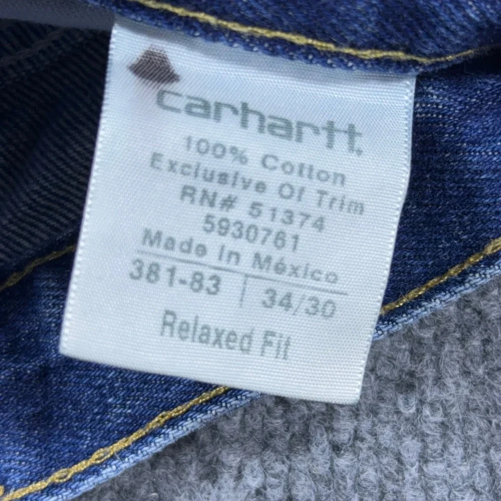 Carhartt Relaxed Fit Jeans Mens 34x30 Medium Wash Blue Denim Work Pants 381-83